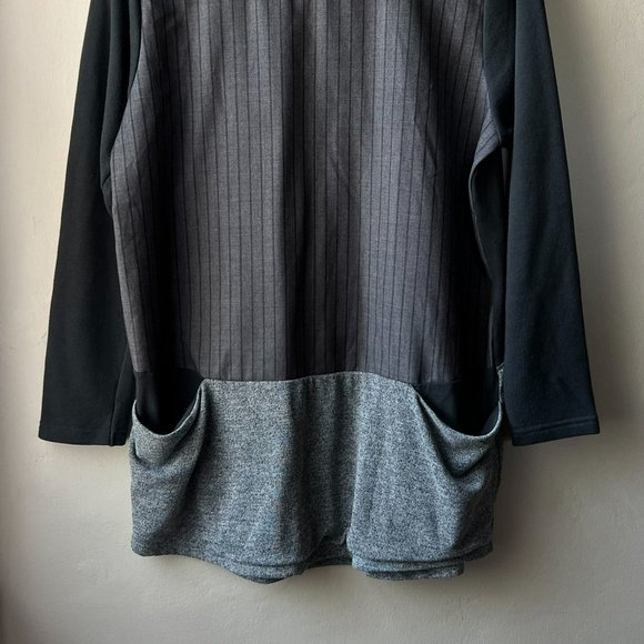 Beams Heart Gray Color Block Striped Long Sleeve Tunic with Pockets - Picture 5 of 10
